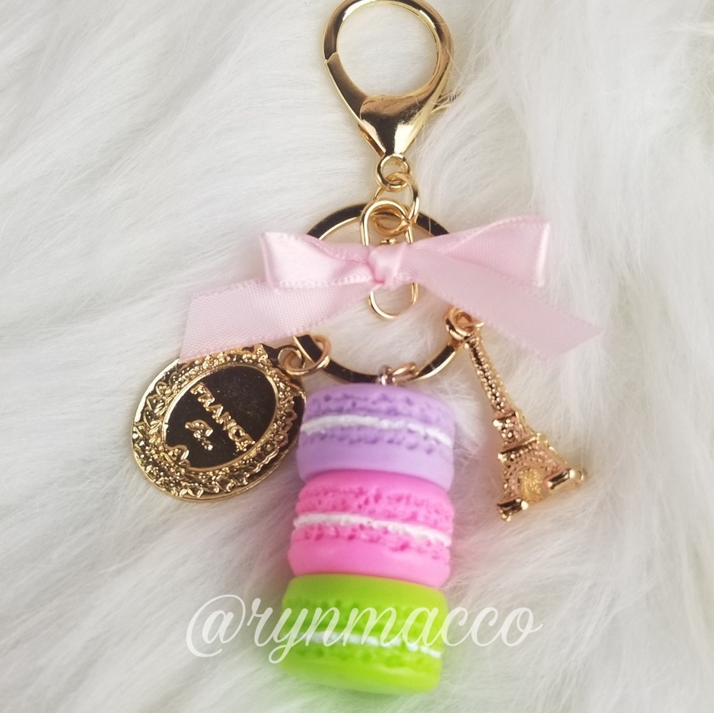3 Tiered French Macaron Eiffel Keychain